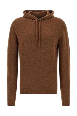 Brown virgin wool and camel hooded sweater ROBERTO COLLINA | 253M40007M4007